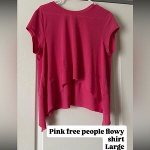 Free People Vibrant Pink Short Sleeve Top